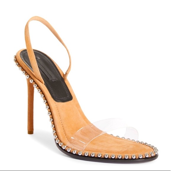 Alexander Wang Nova Studded Sandal | Nude Camel Tan Brown | Size 39 - Picture 1 of 5